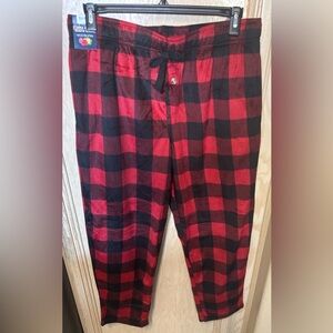 Fruit of the Loom Red and Black Plaid Fleece Sleep Pants‎